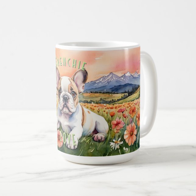 Brown & White Frenchie: Your Morning’s Delight Coffee Mug (Front Right)