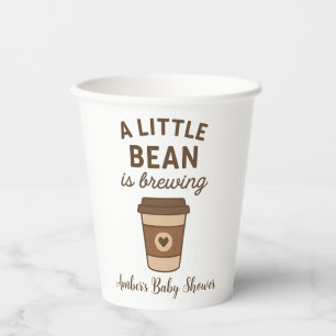 Brown & White Gender Neutral Coffee Baby Shower Paper Cups