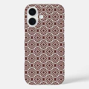 Brown White Geometric Seamless Pattern iPhone 16 Case