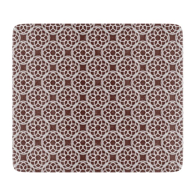 Brown White Geometric Seamless Pattern Cutting Board (Front)