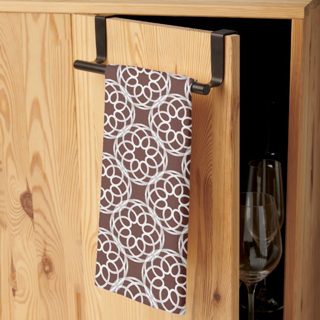 Brown White Geometric Seamless Pattern Kitchen Towel (Thirds Fold)