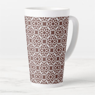 Brown White Geometric Seamless Pattern Latte Mug