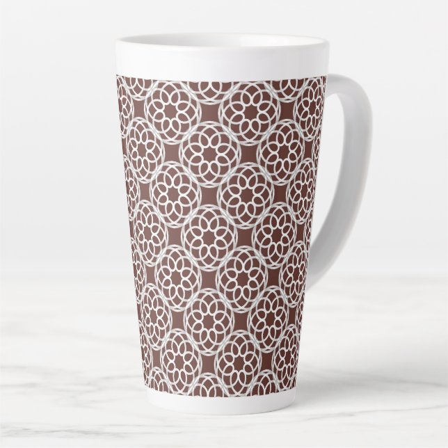 Brown White Geometric Seamless Pattern Latte Mug (Right Angle)