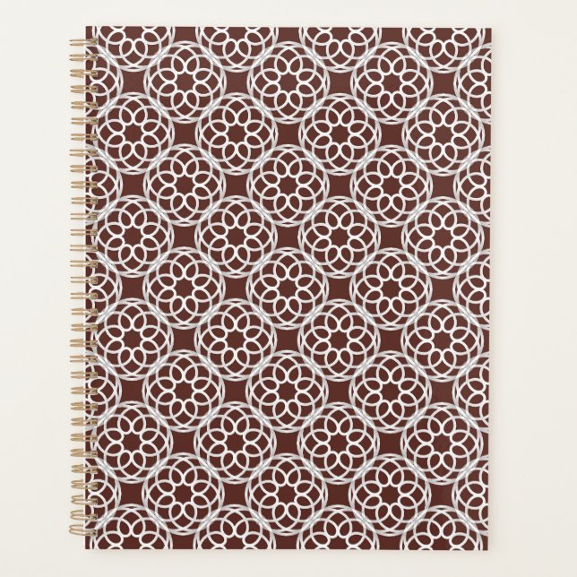 Brown White Geometric Seamless Pattern Planner (Front)