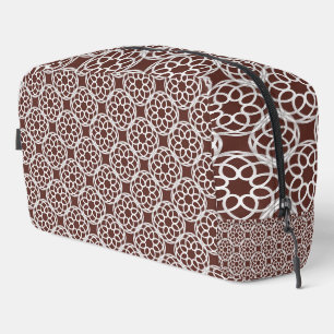 Brown White Geometric Seamless Pattern Toiletry Dopp Kit