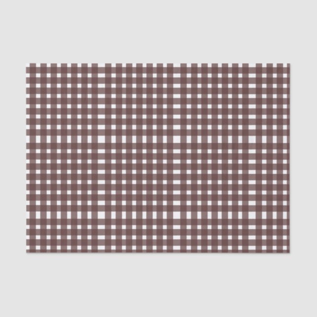 Brown White Gingham Pattern Tissue Paper (Front)