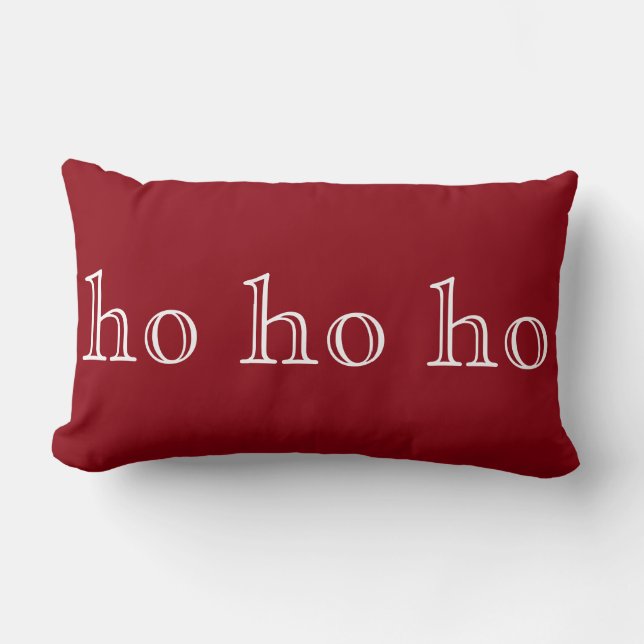 Brown White ho ho ho Merry Christmas Lumbar Pillow (Front)