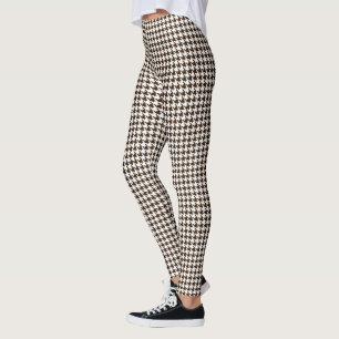 Brown White Houndstooth Leggings