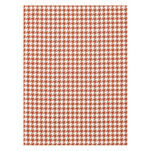 Brown White Houndstooth Plaid Design Tablecloth