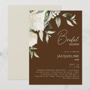  Brown White Hydrangeas Bridal Shower Invitation