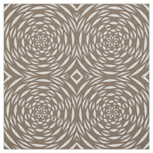 Brown White Kaleidoscope Circle Print Pattern Fabric