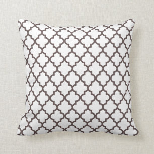 Brown White Lattice Pattern Pillow
