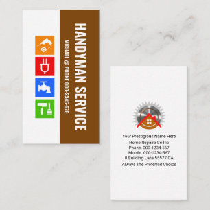 Brown White Layers Handyman Tools Business Card
