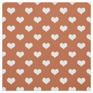 Brown White Love Heart Pattern Design Fabric