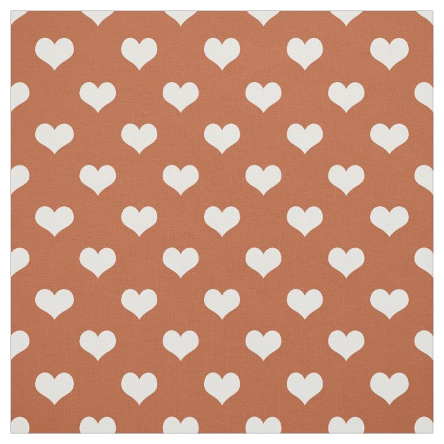 Brown White Love Heart Pattern Design  Fabric (Swatch)
