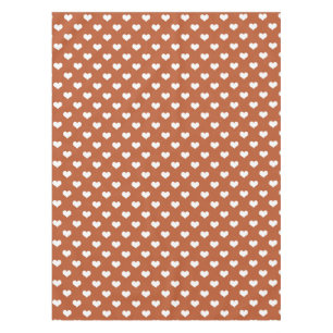 Brown White Love Heart Pattern Design Tablecloth