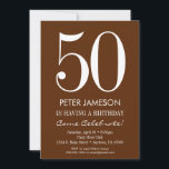 Brown & White Modern Adult Birthday Invitations<br><div class="desc">A simple and modern brown and white birthday invitation for milestone or any age birthday.  This invite is for any age including milestones: 18th 21st 30th 35th 40th 45th 50th 55th 60th 65th 70th 75th 80th 85th 90th</div>