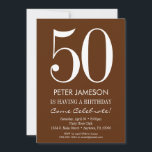 Brown & White Modern Adult Birthday Invitations<br><div class="desc">A simple and modern brown and white birthday invitation for milestone or any age birthday.  This invite is for any age including milestones: 18th 21st 30th 35th 40th 45th 50th 55th 60th 65th 70th 75th 80th 85th 90th</div>