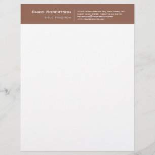 Brown White Modern Minimalist Plain Letterhead