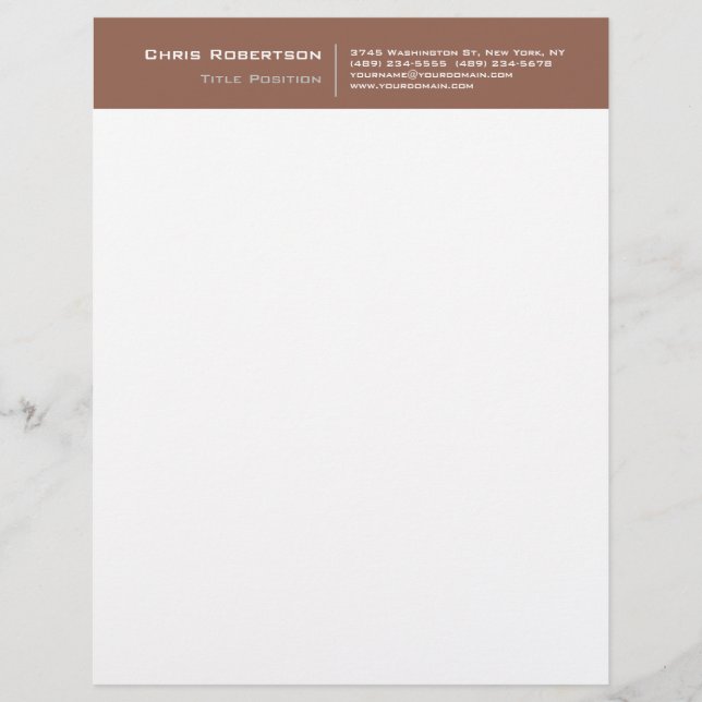 Brown White Modern Minimalist Plain Letterhead (Front)