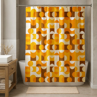 Brown White Orange Yellow Half Circles Pattern