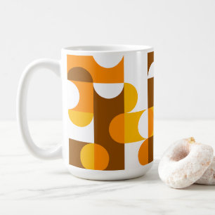Brown White Orange Yellow Half Circles Pattern Coffee Mug