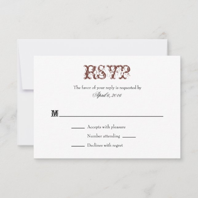 Brown White Plain Simple Wedding RSVP Cards (Front)