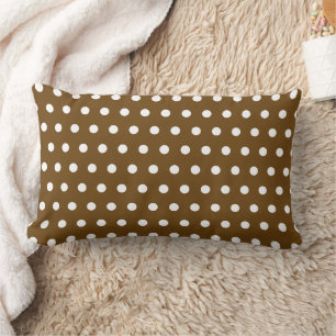 BROWN WHITE POLKA DOT CUSTOMIZED STYLISH SIMPLE LUMBAR PILLOW