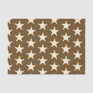 Brown White Sheriff Cowboy Stars Rustic Farmer Tissue Paper