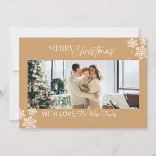 Brown White Simple Minimalist Merry Christmas Holiday Card