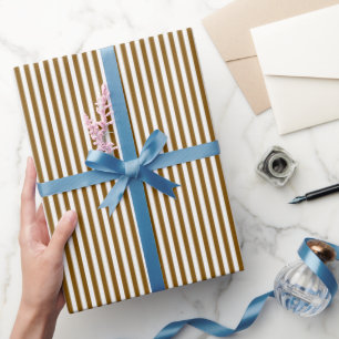 Brown & White Stripes Wrapping Paper