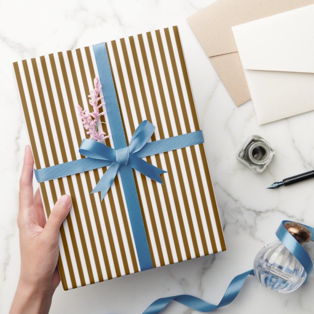 Brown & White Stripes Wrapping Paper (Gifting)