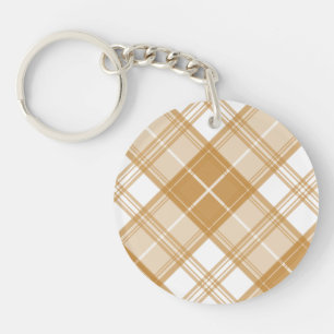 Brown White Tartan Pattern yxm0uat9 Keychain