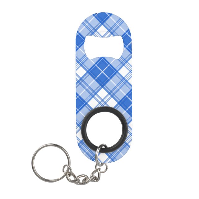 Brown White Tartan Pattern yxm0uat9 Keychain Bottle Opener (Front)
