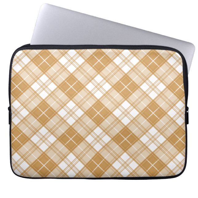 Brown White Tartan Pattern yxm0uat9 Laptop Sleeve (Front)