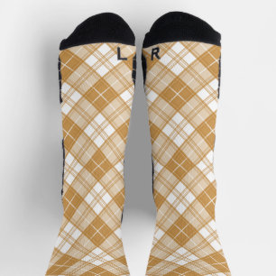 Brown White Tartan Pattern yxm0uat9 Socks