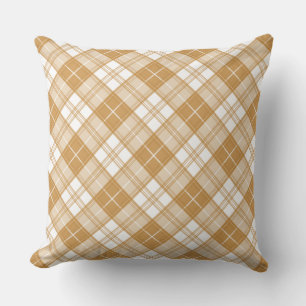 Brown White Tartan Pattern yxm0uat9 Throw Pillow