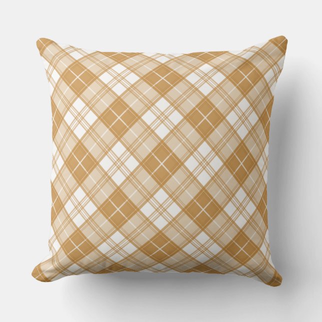 Brown White Tartan Pattern yxm0uat9 Throw Pillow (Front)
