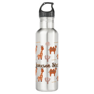 Brown White Toy Animal Cactus Camel Llama 710 Ml Water Bottle