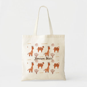 Brown White Toy Animal Cactus Camel Llama Tote Bag