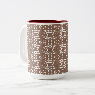 Brown & White Unique Abstract Pattern Two-Tone Coffee Mug
