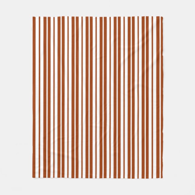 Brown White Vertical Stripes Pattern Fleece Blanket (Front)