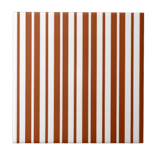 Brown White Vertical Stripes Pattern Tile