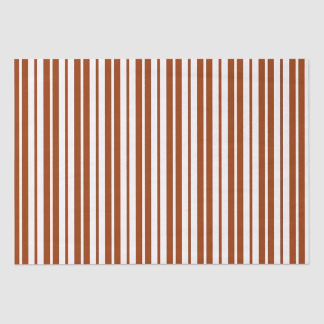 Brown White Vertical Stripes Pattern Tissue Paper (Front)