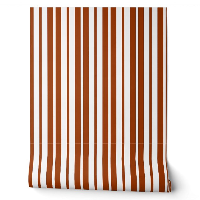 Brown White Vertical Stripes Pattern Wallpaper (Unrolling)