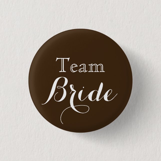 Brown White Wedding Team Bride 1 Inch Round Button (Front)