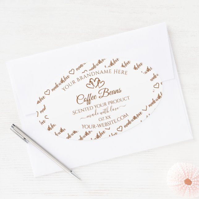 Brown White Word Cloud Frame Product Labels Hearts (Envelope)