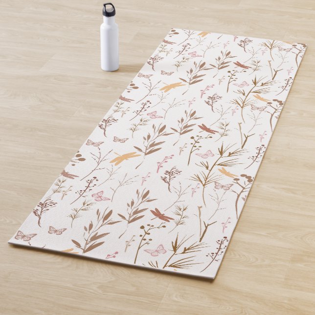 Brown wild flower garden yoga mat (In Situ)
