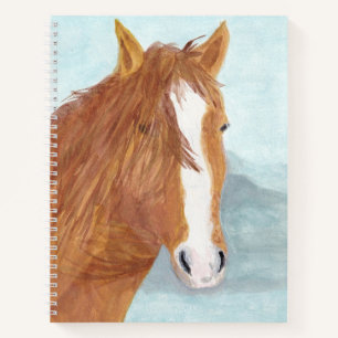 Brown Wild Horse Blue Mountain Lake - acrylic. Notebook