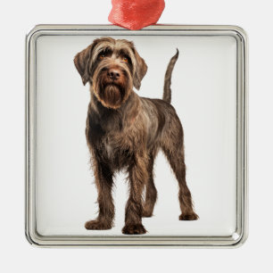 BROWN WIREHAIRED POINTING GRIFFON DOG METAL ORNAMENT
